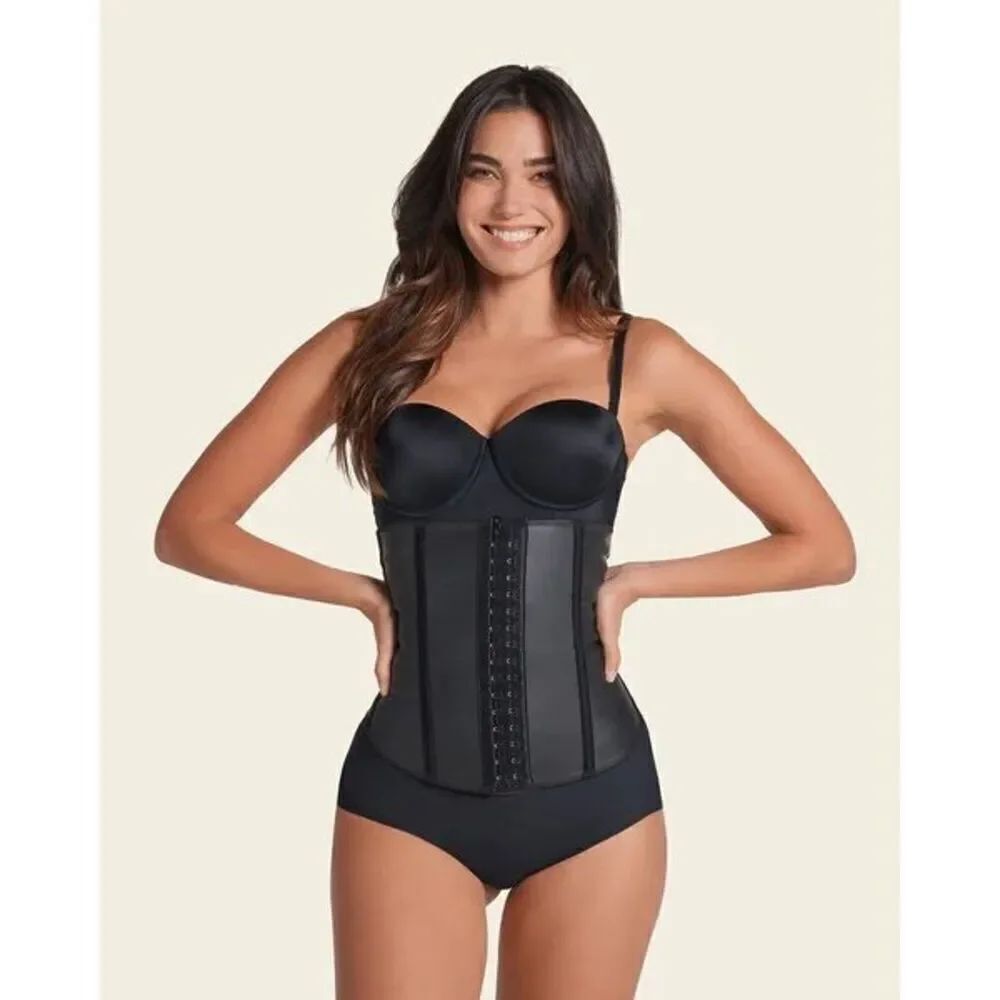LEONISA NWT Latex Waist Trainer with Extra Firm Compression Black Size XL